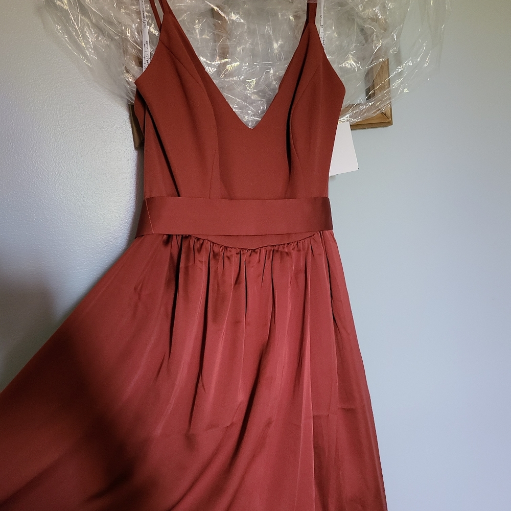 David's Bridal Cinnamon Bridesmaid Dress Size 4